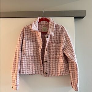 Stoosh Pink and White Houndstooth Blazer